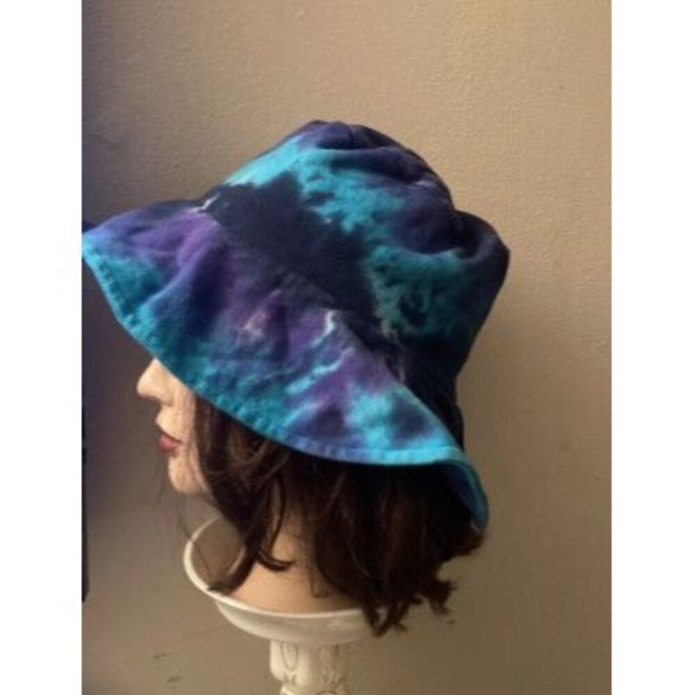 Mermaid Tye Dye Womens Bucket Hat Handmade BoHo Juniors Festival Purple Tie Dye